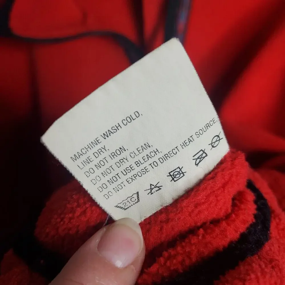 The North Face Red Fleece Quarter Zip Jacket Kangaroo Pocket XL Made in USA VTG
